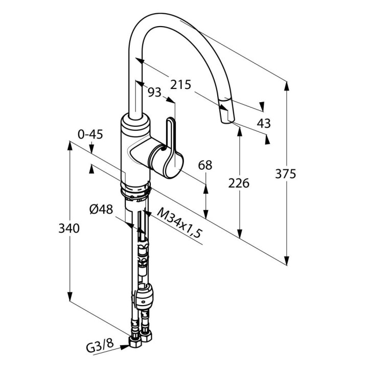Bateria kuchenna Kludi Bingo Star, DN 10, obrotowa wylewka (230°), chrom- sanitbuy.pl