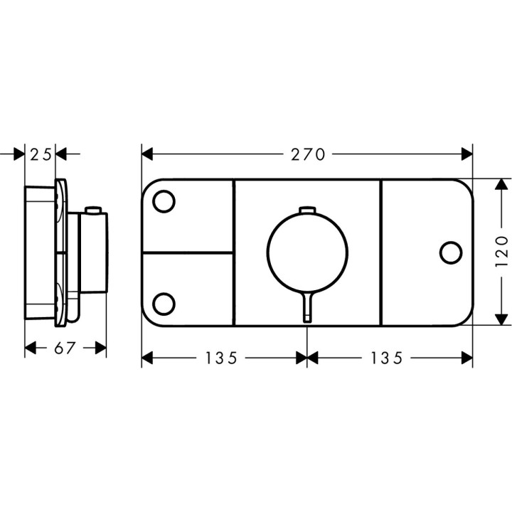 Moduł z termostatem Hansgrohe Axor One podtynkowy do 3 odbiorników element zewnętrzny, chrom- sanitbuy.pl