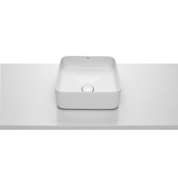 Umywalka nablatowa Roca Inspira Soft 37 x 37cm bez otworu przelewowego, bez otworu na baterię biała- sanitbuy.pl