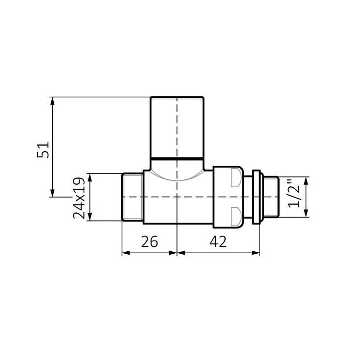 Zawór termostatyczny prosty Terma, gwint zewnętrzny - chrom - sanitbuy.pl