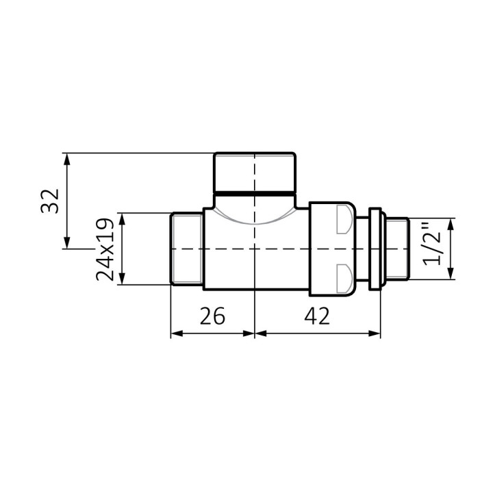 Zawór regulacyjny prosty Terma, gwint zewnętrzny - satyna- sanitbuy.pl