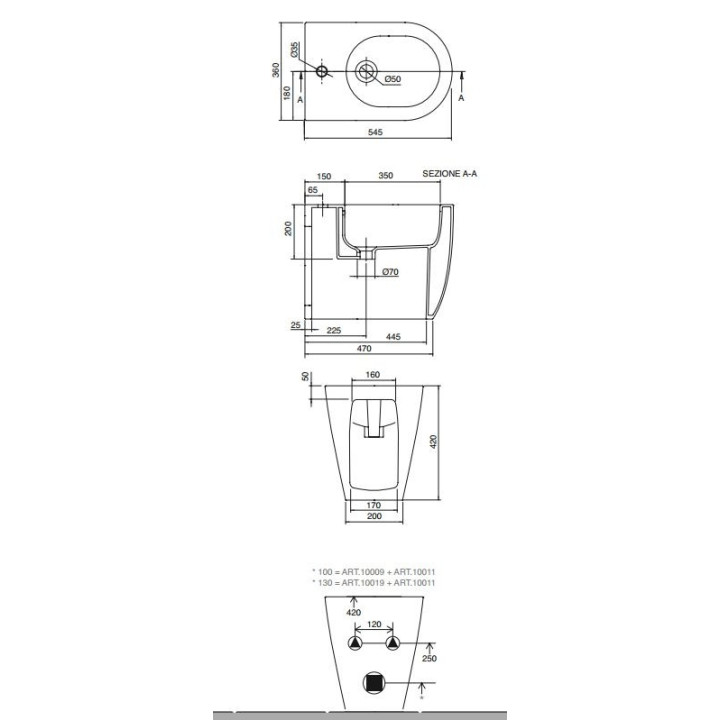 Bidet stojący Scarabeo Moon 54,5x36x42cm biały- sanitbuy.pl