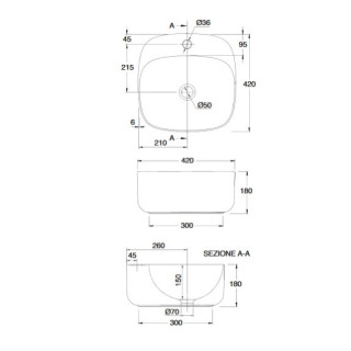 Umywalka nablatowa Scarabeo Moon 42x42cm biała- sanitbuy.pl