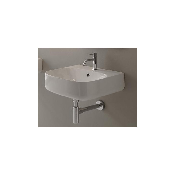 Umywalka nablatowa Scarabeo Moon 90x42cm biała bez przelewu, z otworem na baterie - sanitbuy.pl