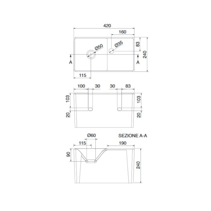 Umywalka wisząca Scarabeo Cube 24x24cm biała bez przelewu - sanitbuy.pl