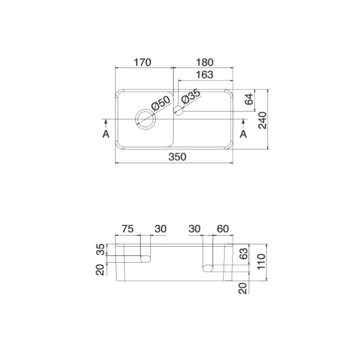 Umywalka wisząca Scarabeo Cube 42x24cm biała bez przelewu, z otworem na baterie - sanitbuy.pl