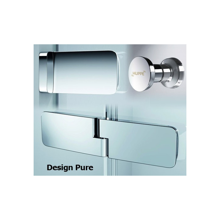 Drzwi do ścianki bocznej lewe Huppe Enjoy PURE 75 cm, montaż na brodziku, chrom, szkło przeźroczyste z Anti -Plaque- sanitbuy.pl