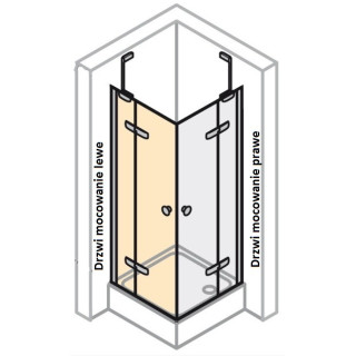 Drzwi skrzydłowe lewe do ścianki bocznej Huppe Enjoy ELEGANCE 75 cm, montaż na posadzce, srebrny mat, szkło przeźroczyste- sanit