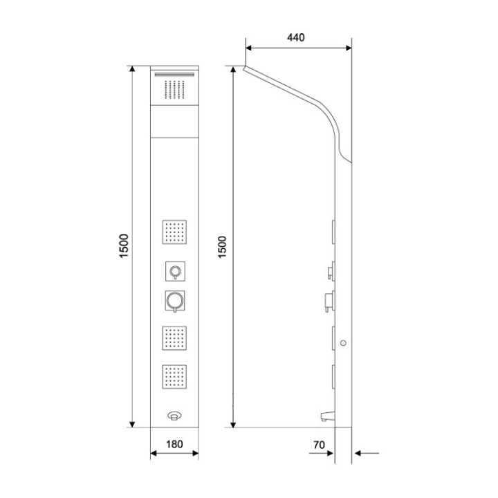 Panel prysznicowy natynkowy, Excellent Actima More chrom - sanitbuy.pl