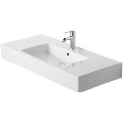 Umywalka Duravit Vero meblowa, 1-otworowa, z półką na baterię, z przelewem, 105x49 cm, biała
