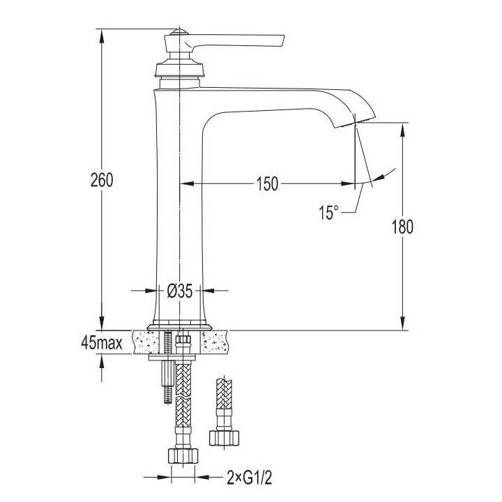 Bateria umywalkowa stojąca Omnires Armance chrom wylewka 13cm- sanitbuy.pl