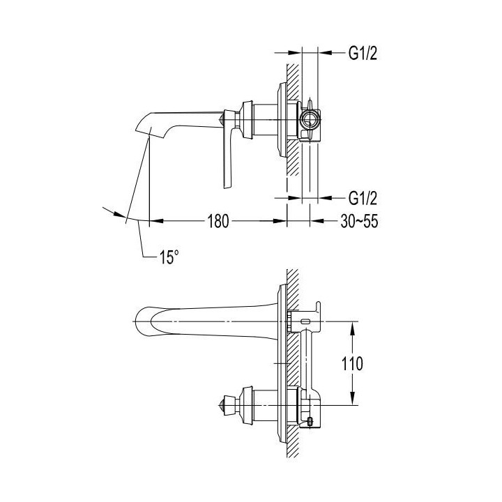 Bateria umywalkowa 3-otworowa Omnires Armance chrom wylewka 13cm- sanitbuy.pl