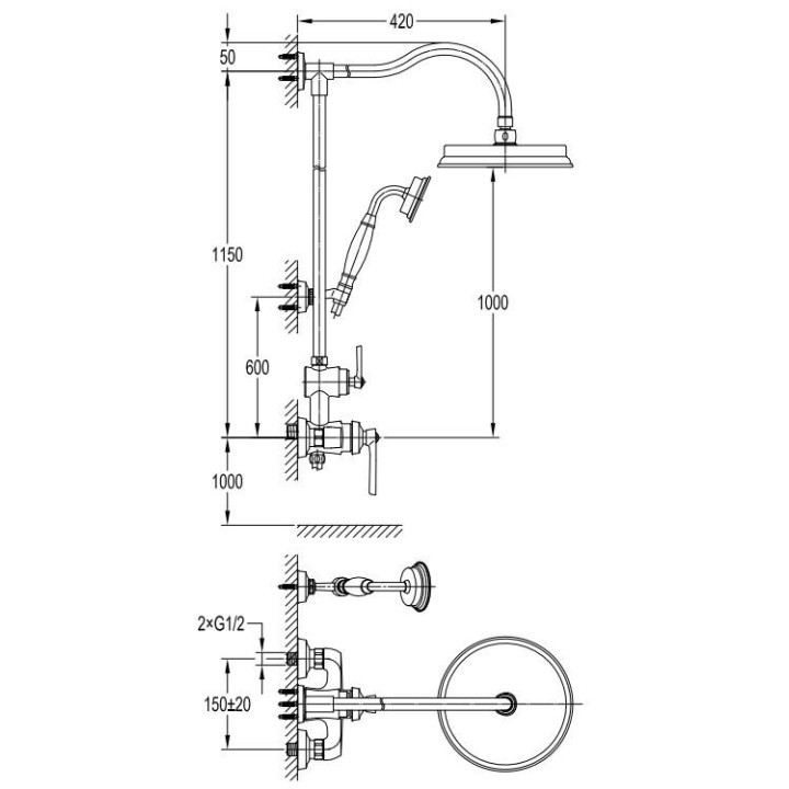 Bateria podtynkowa termostatyczna Omnires Armance chrom 3-drożna- sanitbuy.pl