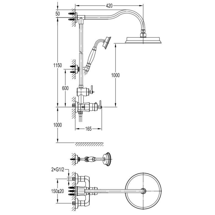 Bateria podtynkowa termostatyczna Omnires Armance chrom 3-drożna- sanitbuy.pl