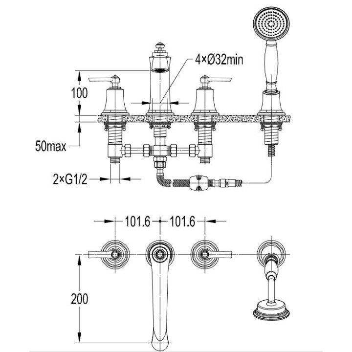 Bateria wannowa Omnires Armance chrom wylewka 20,5cm- sanitbuy.pl