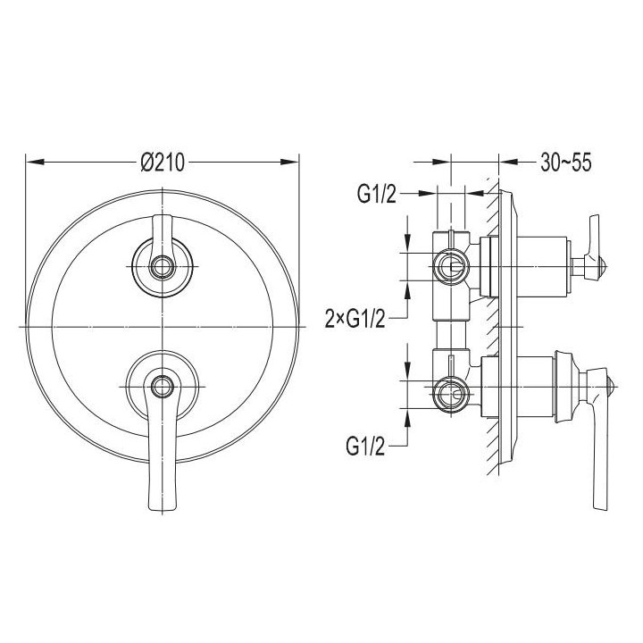 Bateria wannowa podtynkowa Omnires Armance chrom 2-drożna- sanitbuy.pl