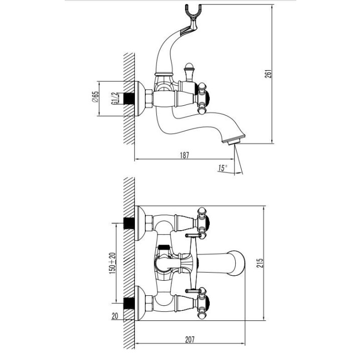 Bateria umywalkowa Omnires Retro chrom wysokość: 19,8cm - sanitbuy.pl