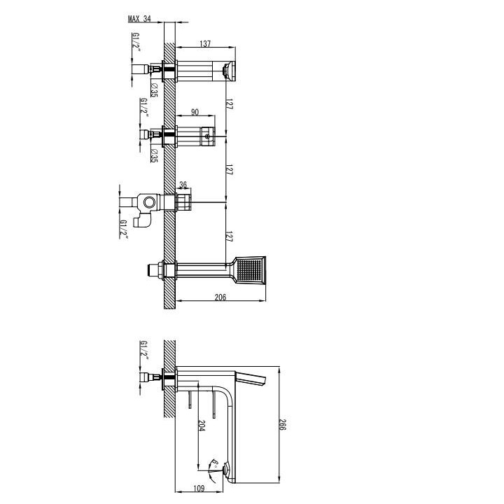 Bateria wannowa natynkowa Omnires Apure chrom wylewka 17,9cm- sanitbuy.pl