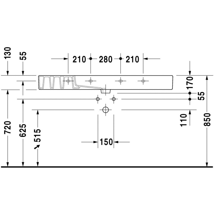 Umywalka Duravit Vero meblowa 1250x490 mm- sanitbuy.pl
