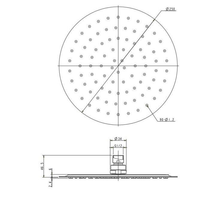 Deszczownica Omnires Ultra SlimLine średnica 25cm, 1-funkcyjna chrom- sanitbuy.pl