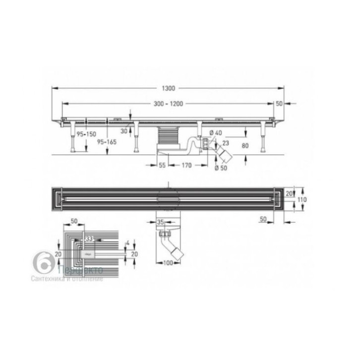 Kompletny odpływ liniowy Viega Advantix Vario (korpus + ruszt) - sanitbuy.pl