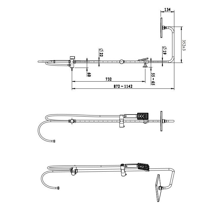 System prysznicowy Omnires Darling natynkowy chrom wysokość 108cm- sanitbuy.pl