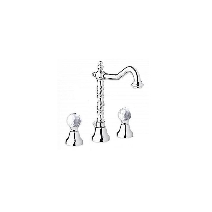 Bateria umywalkowa 3-otworowa z korkiem automatycznym złota- sanitbuy.pl