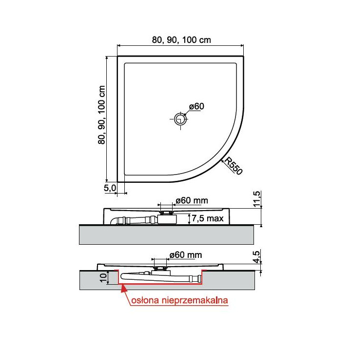 Brodzik Novellini Victory A New 100x100x4,5 cm- sanitbuy.pl