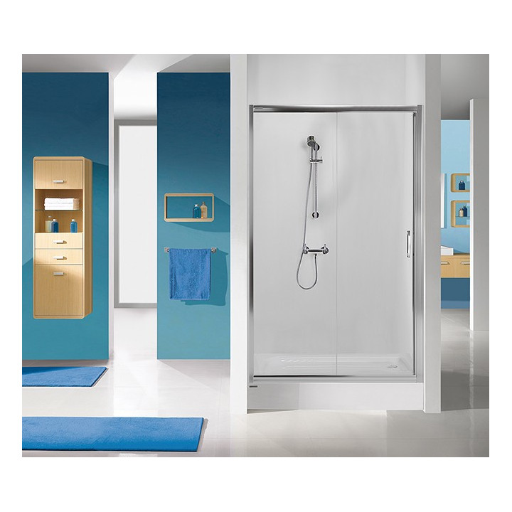 Kabina przyścienna półokrągła SanPlast TX 100x100x190cm szkło przejrzyste, profil chrom, szerokość wejścia 725mm, Glass Protect-