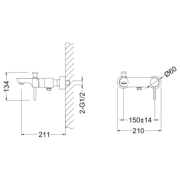 Bateria wannowa ścienna Blue Water Icona jednouchwytowa chrom - sanitbuy.pl