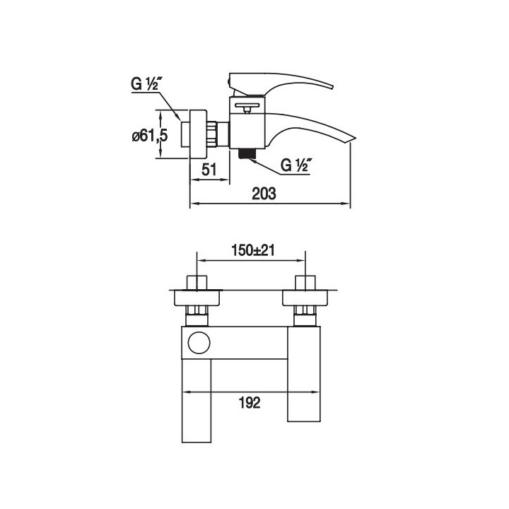 Bateria wannowa Blue Water Liwia Jednouchwytowa ścienna, chrom - sanitbuy.pl