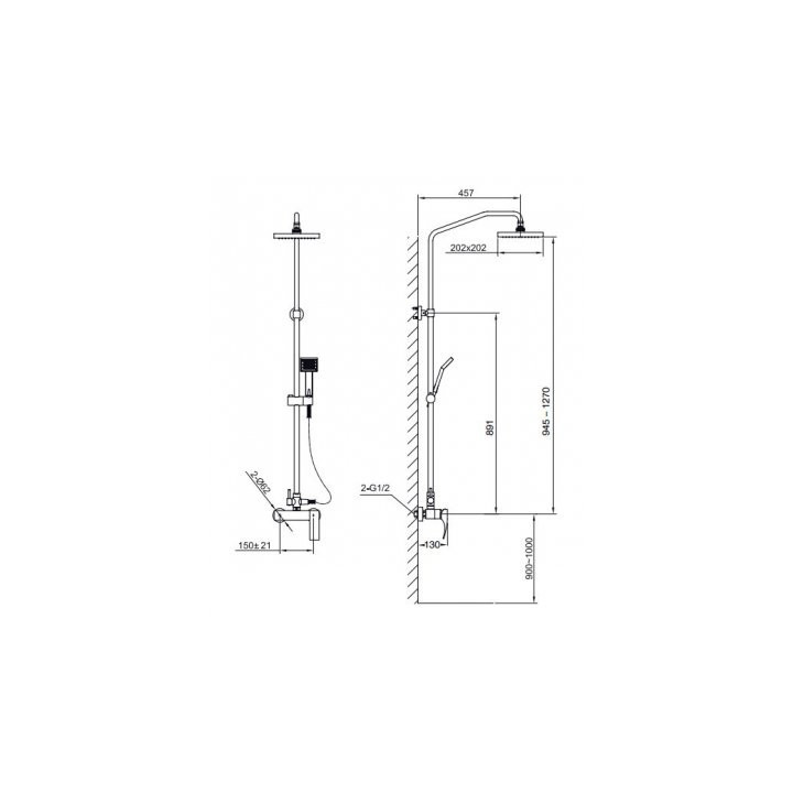 Zestaw kabinowo-prysznicowy Blue Water Liwia, deszczownica 20cm chrom - sanitbuy.pl