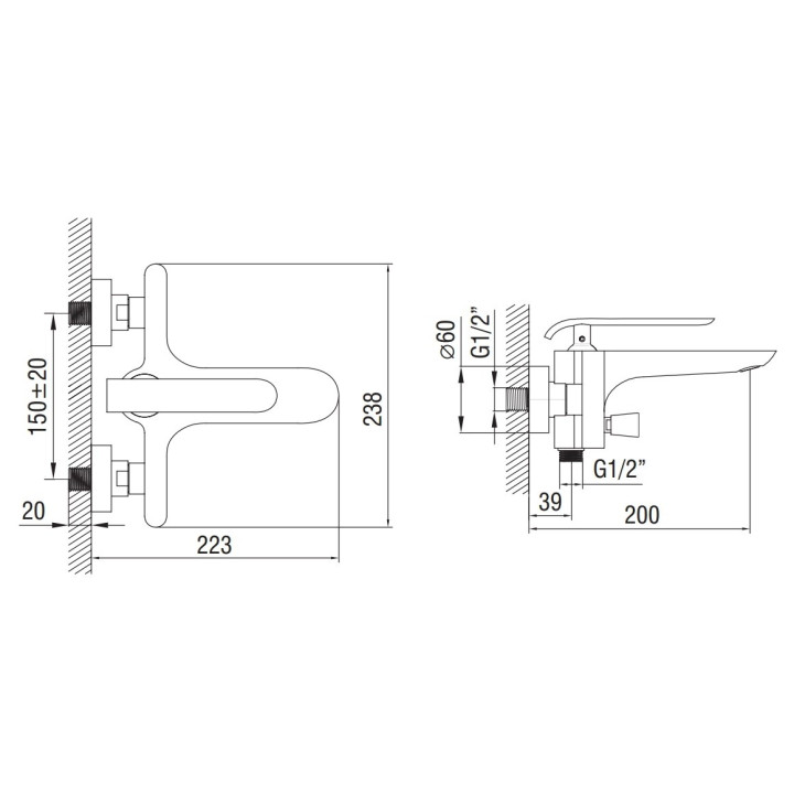 Art Platino Emira Jednouchwytowa bateria wannowa ścienna, chrom- sanitbuy.pl