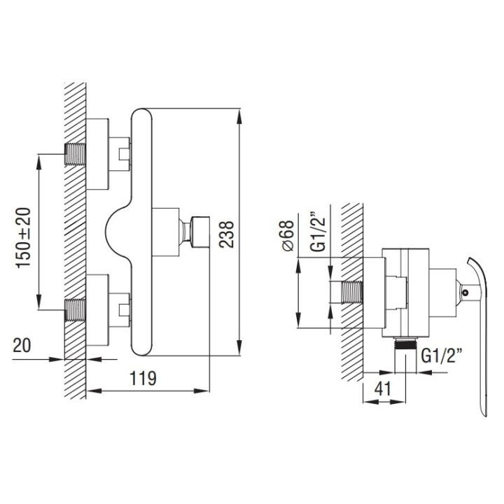 Art Platino Emira Jednouchwytowa bateria prysznicowa ścienna, chrom - sanitbuy.pl