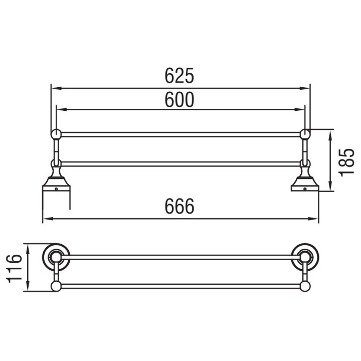 Wieszak na ręczniki Art Platino Nikolas podwójny, chrom - sanitbuy.pl