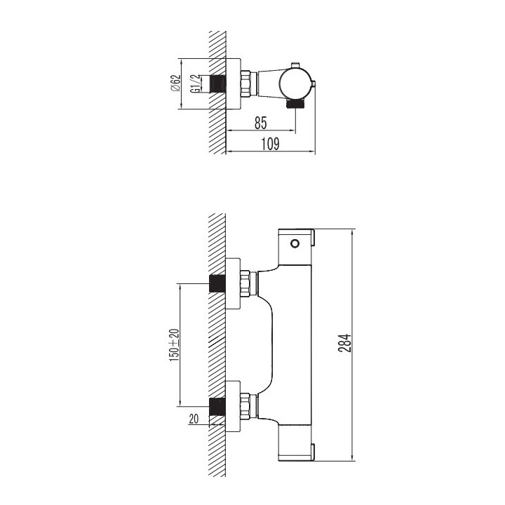 Bateria prysznicowa Art Platino Term jednouchwytowa termostatyczna, chrom - sanitbuy.pl