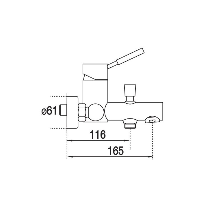 Bateria wannowa Blue Water Denver jednouchwytowa ścienna, chrom - sanitbuy.pl