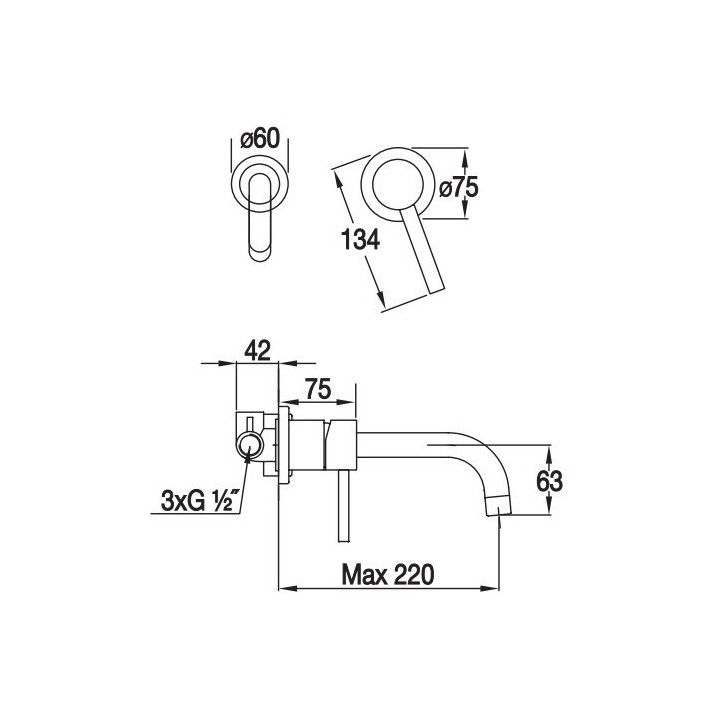 Bateria umywalkowa Blue Water Denver podtynkowa, chrom - sanitbuy.pl