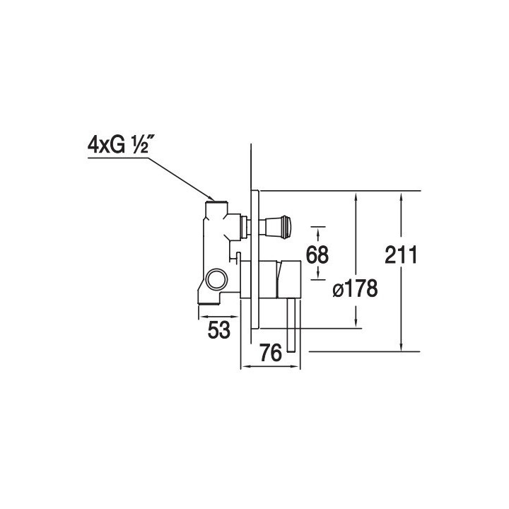 Bateria prysznicowa Blue Water Denver jednouchwytowa podtynkowa z przełącznikiem, chrom - sanitbuy.pl