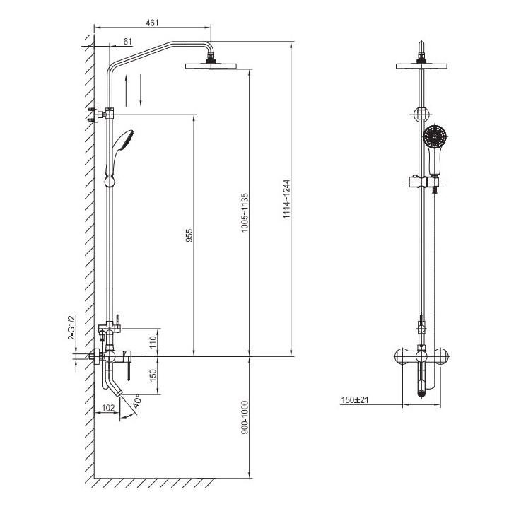 Zestaw wannowo-prysznicowy Blue Water Denver  natynkowy, chrom - sanitbuy.pl