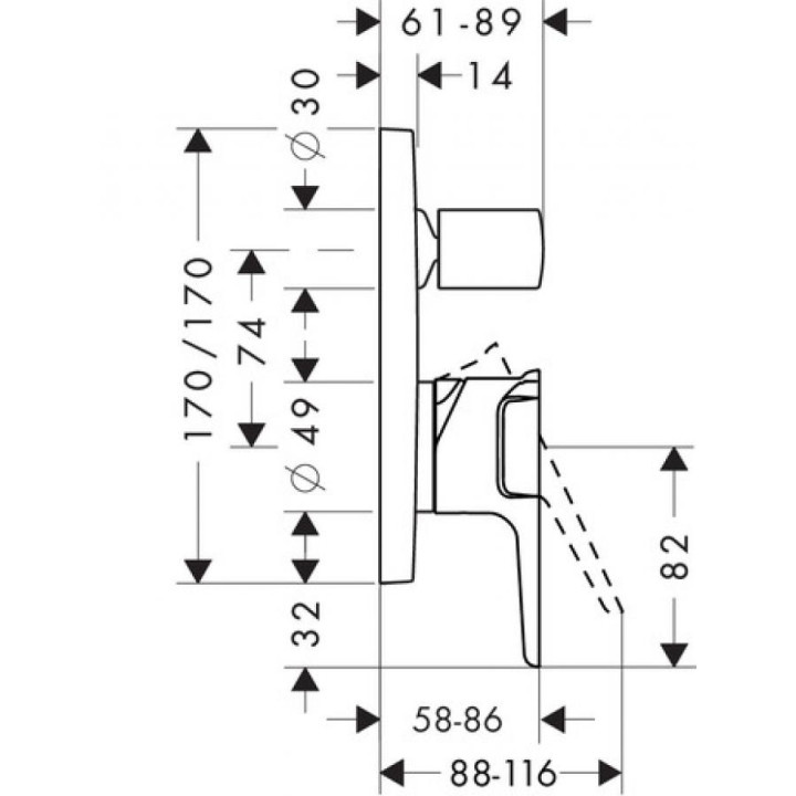 Bateria Axor Citterio M wannowa podtynkowa, Element zewnętrzny- sanitbuy.pl