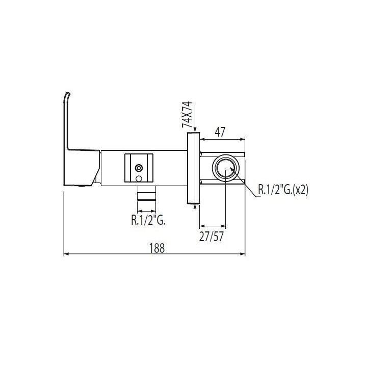 Bateria podtynkowa Tres Cuadro do bidetu lub WC, do płyty gipsowej chrom - sanitbuy.pl