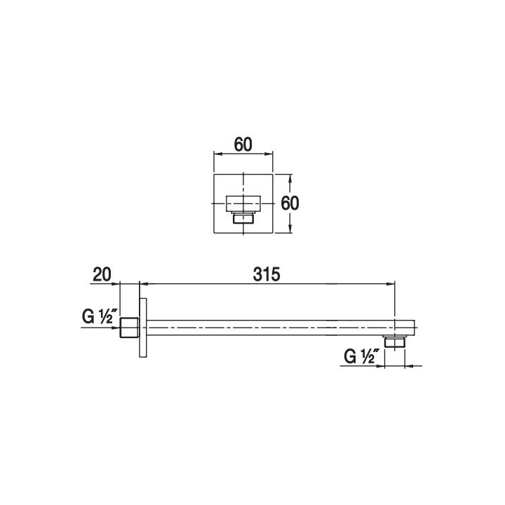 Ramię natrysku Blue Water (prostokątne)ścienne do głowic natryskowych G 1/2- sanitbuy.pl