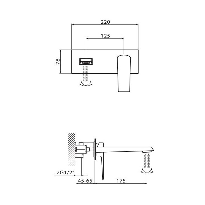 Bateria umywalkowa ścienna Vedo Sette z korkiem klik-klak chrom	- sanitbuy.pl