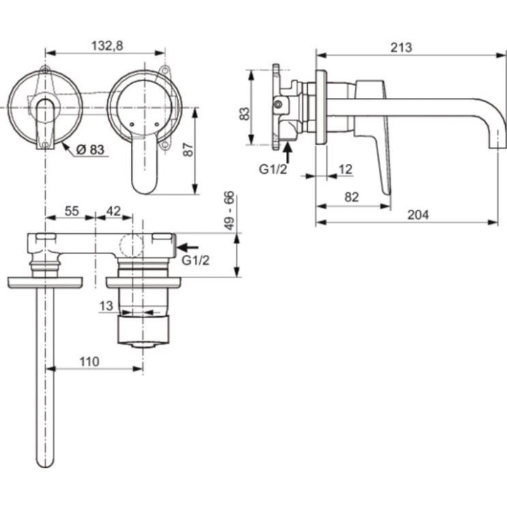 Bateria umywalkowa ścienna Ideal Standard Connect Blue podtynkowa, chrom - sanitbuy.pl