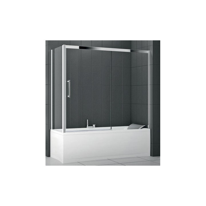 Parawan Novellini Rose Rosse 2PV z drzwiami przesuwnymi (prawe) do wnęki lub ścianki bocznej - 176 cm, chrom, szkło przeżroczys-