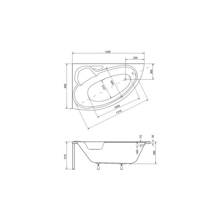 Wanna narożna Besco Bianka 150x95 cm asymetryczna lewa biała - sanitbuy.pl