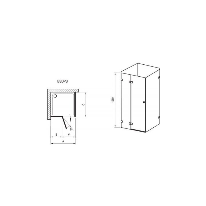 Drzwi prysznicowe i ścianka stała BSDPS 120x80 P Ravak Brilliant z wejściem z przodu - wersja prawa, chrom + transparent- sanitb