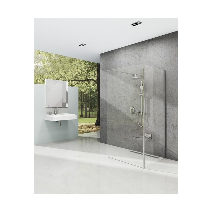 Kabina prysznicowa prostokątna Ravak Walk In Corner 110x80x200 cm z powłoką AntiCalc, profile aluminium szkło przezroczyste - sa