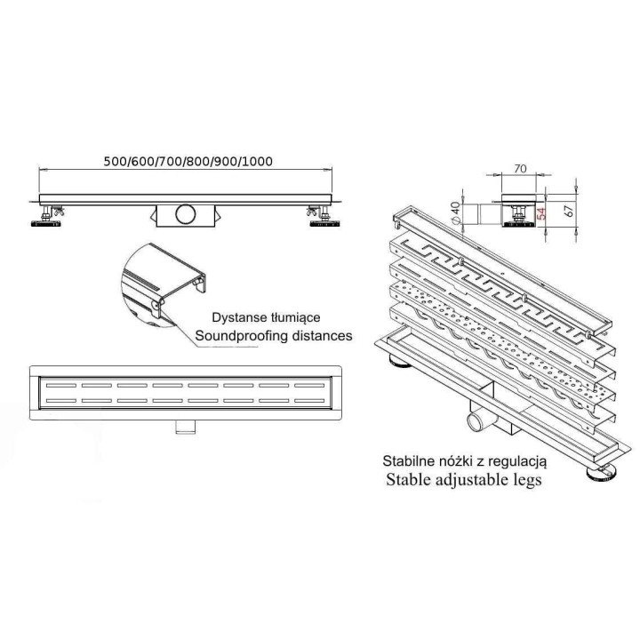 Odwodnienie liniowe 600mm, Rea Neo&Pure- sanitbuy.pl